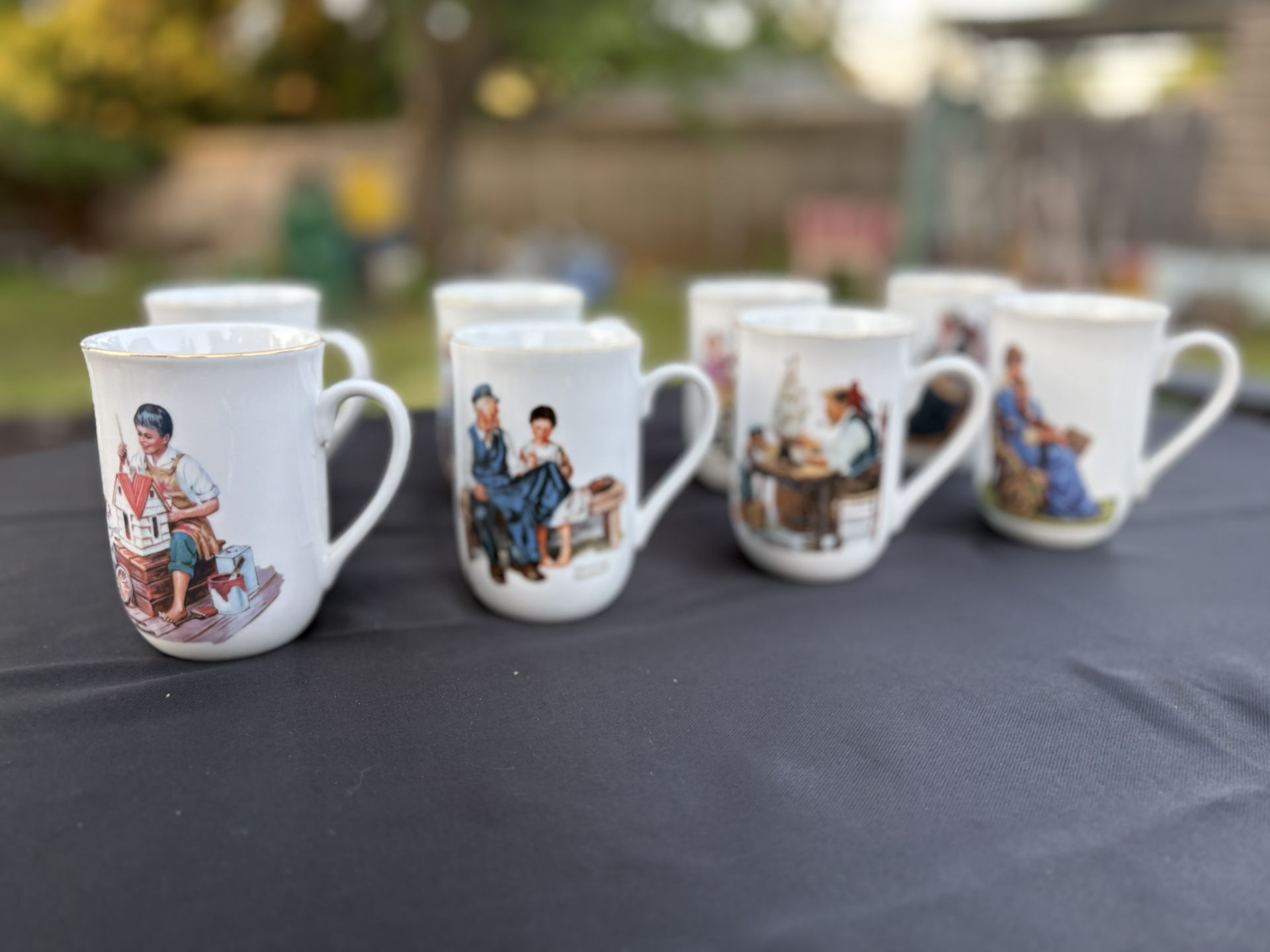 Vintage Norman Rockwell Coffee Mugs Set Of 8