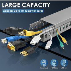 Cable Raceway Kit, 138(9x15.4) inch Open Slot Wiring Raceway Duct with Cover Cable Management System to Hide Under Desk/TV/Computer/Power Cords - 15.4