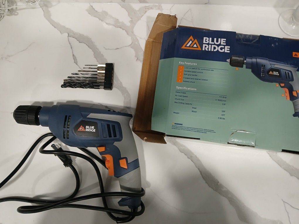 Corded Drill IOB With Manual And Drill Bits Blue Ridge Lightly Used $45 OBO