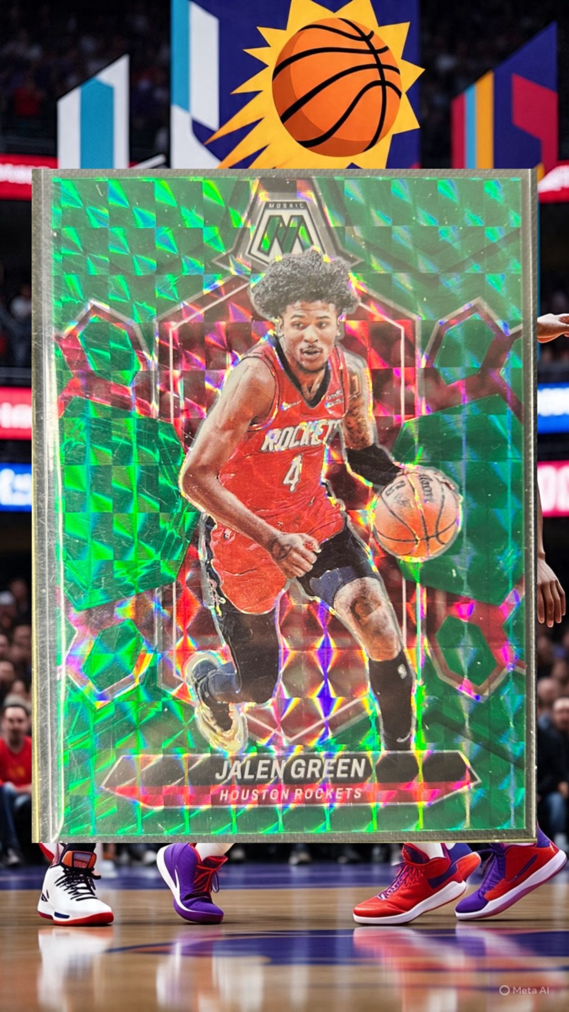 Jalen Green Houston Rockets 2024 Mosaic Green Refractor