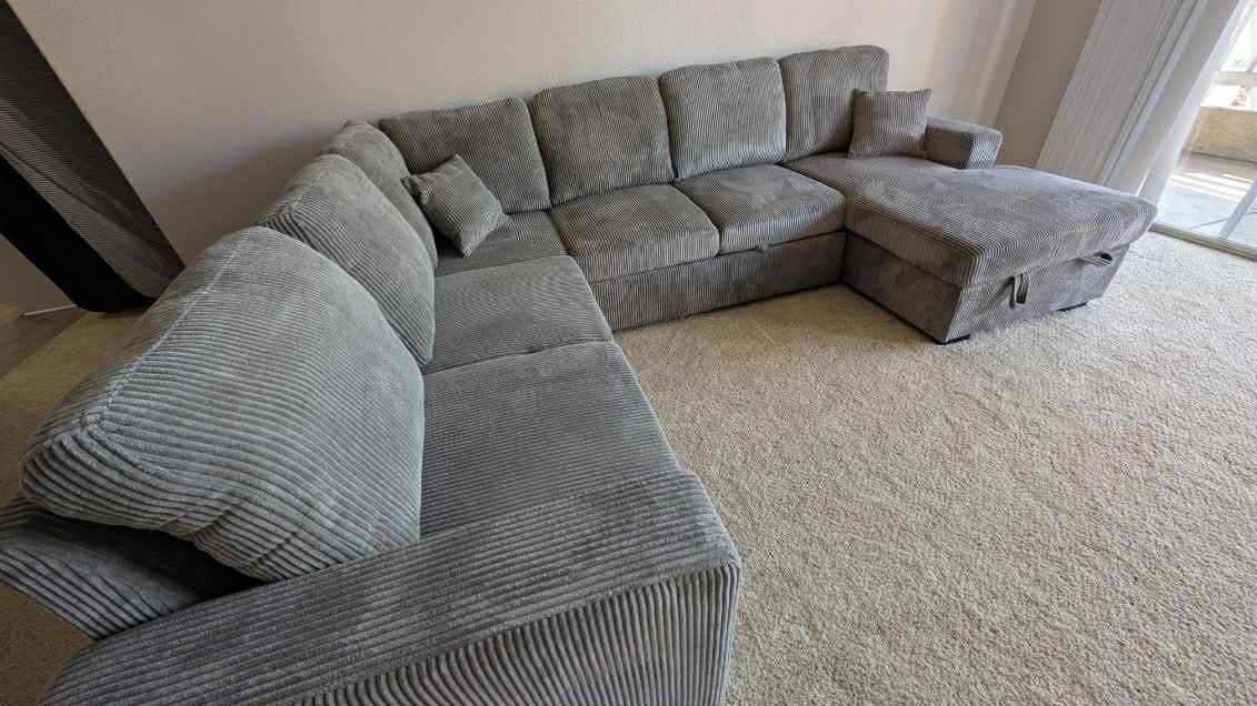 New Sleeper Sectional Couch With Storage And USB / Free Delivery