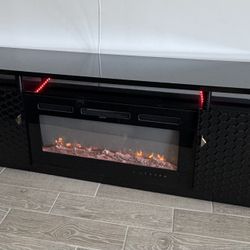 70 inch TV stand with electric fireplace 