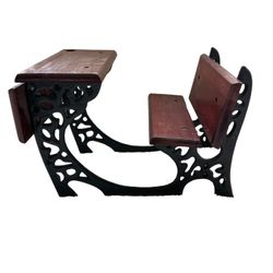 Miniature Wood & Cast Iron School Desk 11.5” L x 8” W x 8.5” H Doll Furniture