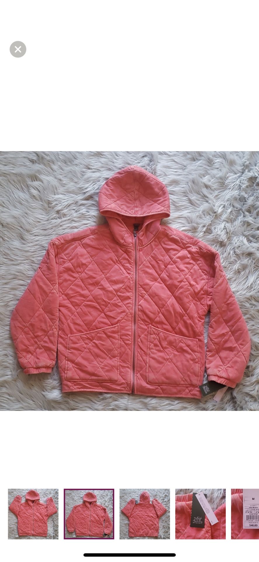 Wild Fable Coral Pink Hooded Quilted Jacket M NWT