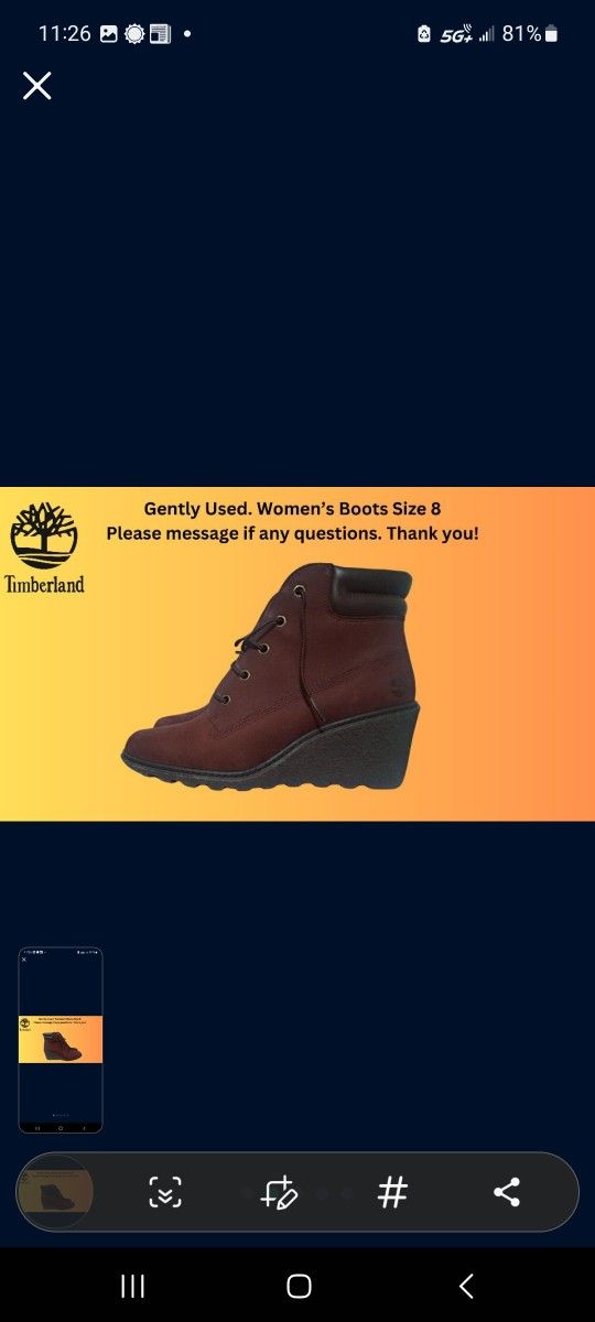 Timberland Maroon/Wine Color Boots Size 8