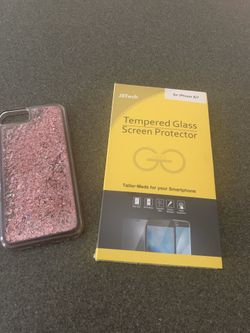 iPhone 8 (fits 7 too) tempered glass and phone case
