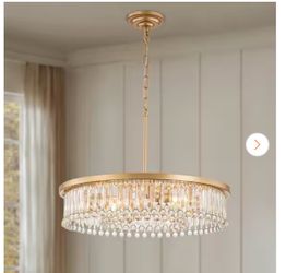 6-Lights Gold Modern/Contemporary Wagon Wheel Crystal Hanging Pendant Lighting