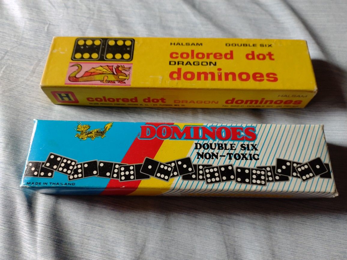 Vintage Dominoes Colored Dot/ Double Six