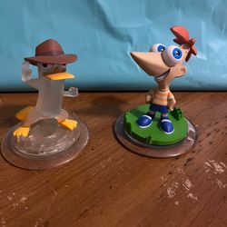 Disney Infinity 1.0 Lot Crystal Agent P Perry Platypus & Phineas Flynn & Ferb