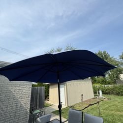 Outdoor Patio Umbrella – 9ft Blue with Crank Lift