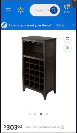 Wine Cabinet Set, Dark Expreso… 37” Height By 19” Wide By 13” Deep…$65