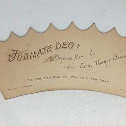 Antique Emily Thacher Bennett Small Die Cut Poem Book JUBILATE DEO