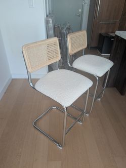 2 // Ambrine Upholstered Boucle Counter and Bar Stools