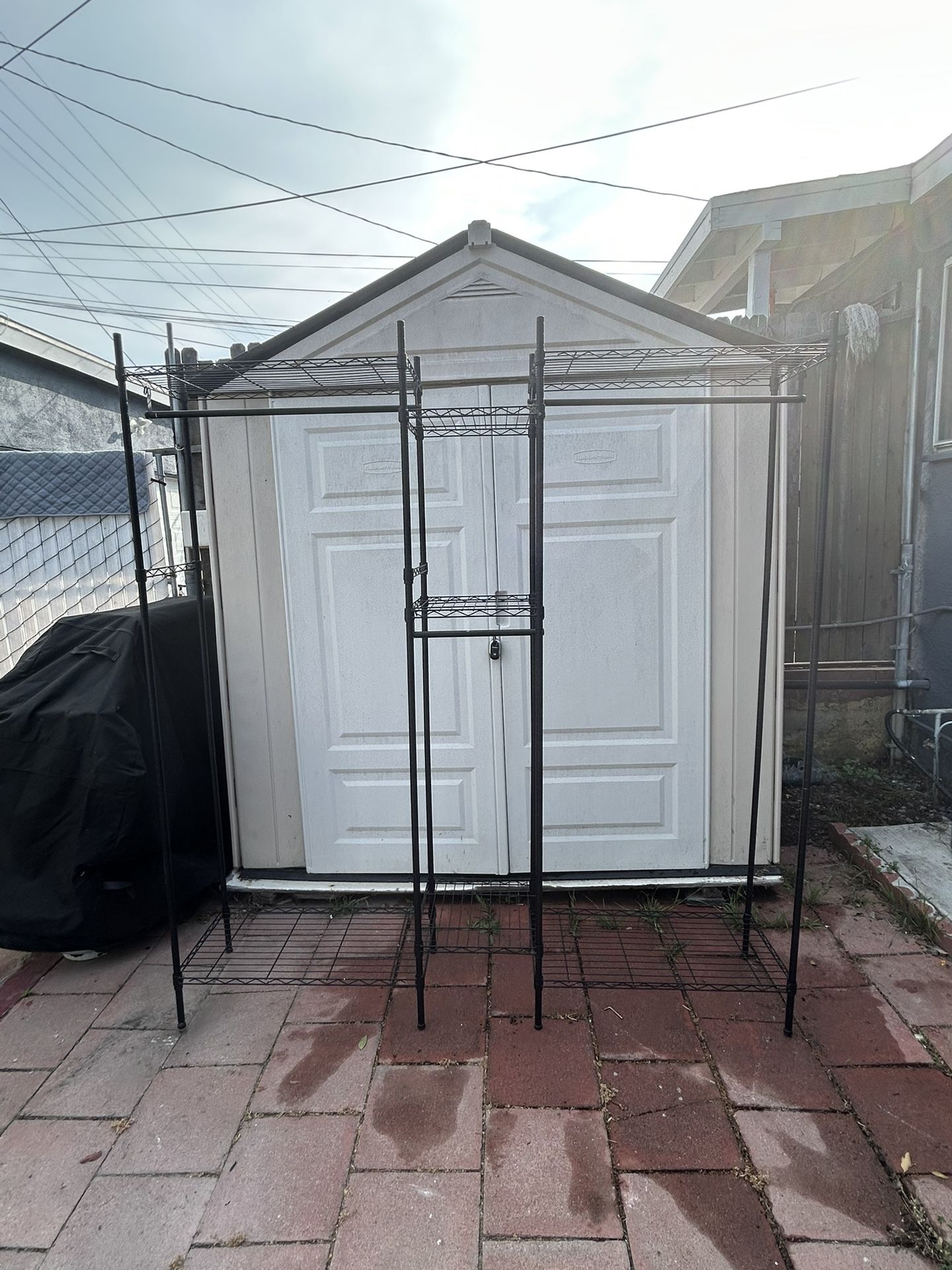 Metal Clothing Rack With Shelves 