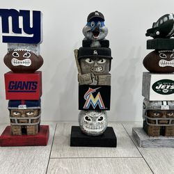 Sports Team Tiki Statues (Giants, Jets, Marlins)