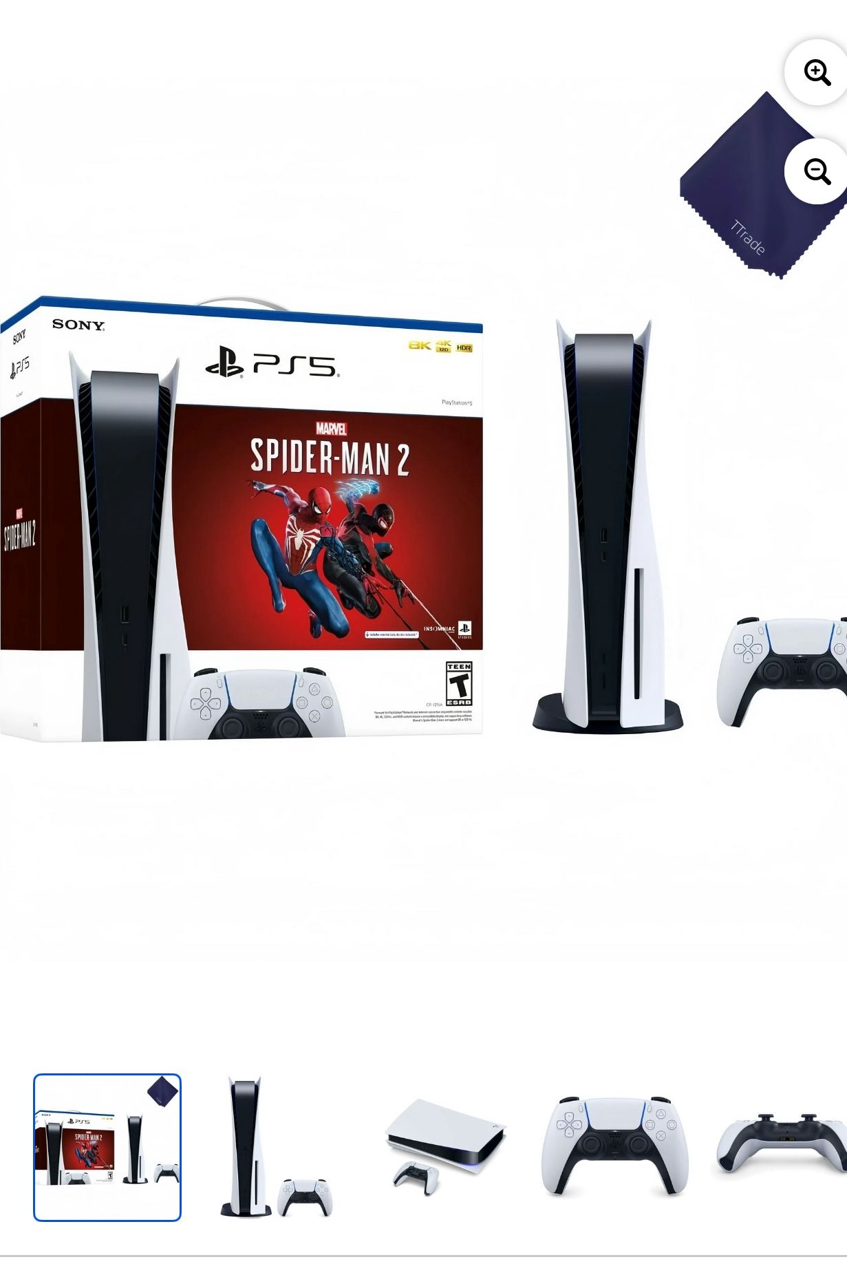 PlayStation 5 (1TB) Spider-Man 2 Bundle + GTA V + 2 Controllers – Like New