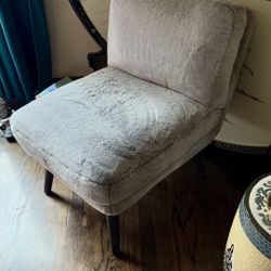 Faux Fur Mid Century Modern Chair 