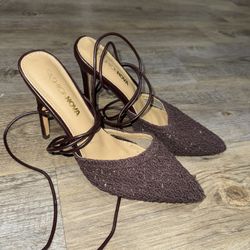 Brown Lace-up Heels