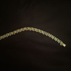 Stackable Heirloom Opal Swirl Diamond Silver Bracelet !