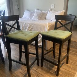 Black Bar Stools With Sage Green Cushions
