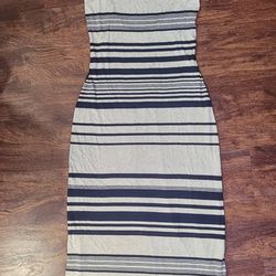 Blue And Beige Stripped Bodycon Dress Size Medium