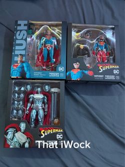 MAFEX DC FIGURES LOT; Steel, Superboy and Superman Hush. (Read Description)