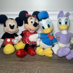 Official Disney 12” Plush Lot 4 Mickey- Minnie- Donald-Daisy Duck…(#20)