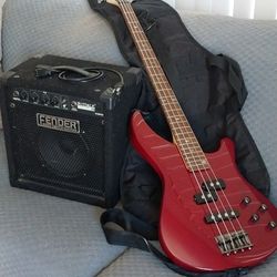 Mitchell Bass Guitar With Amp And A Case