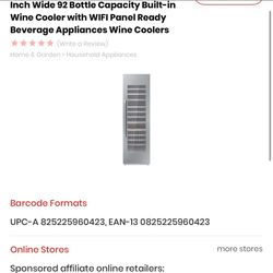 Inch Wide 92 Bottle Capacity Built-in Wine Cooler with WIFI Panel Ready Beverage Appliances Wine Coolers