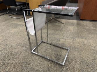 White End Table with a Magazine Rack
