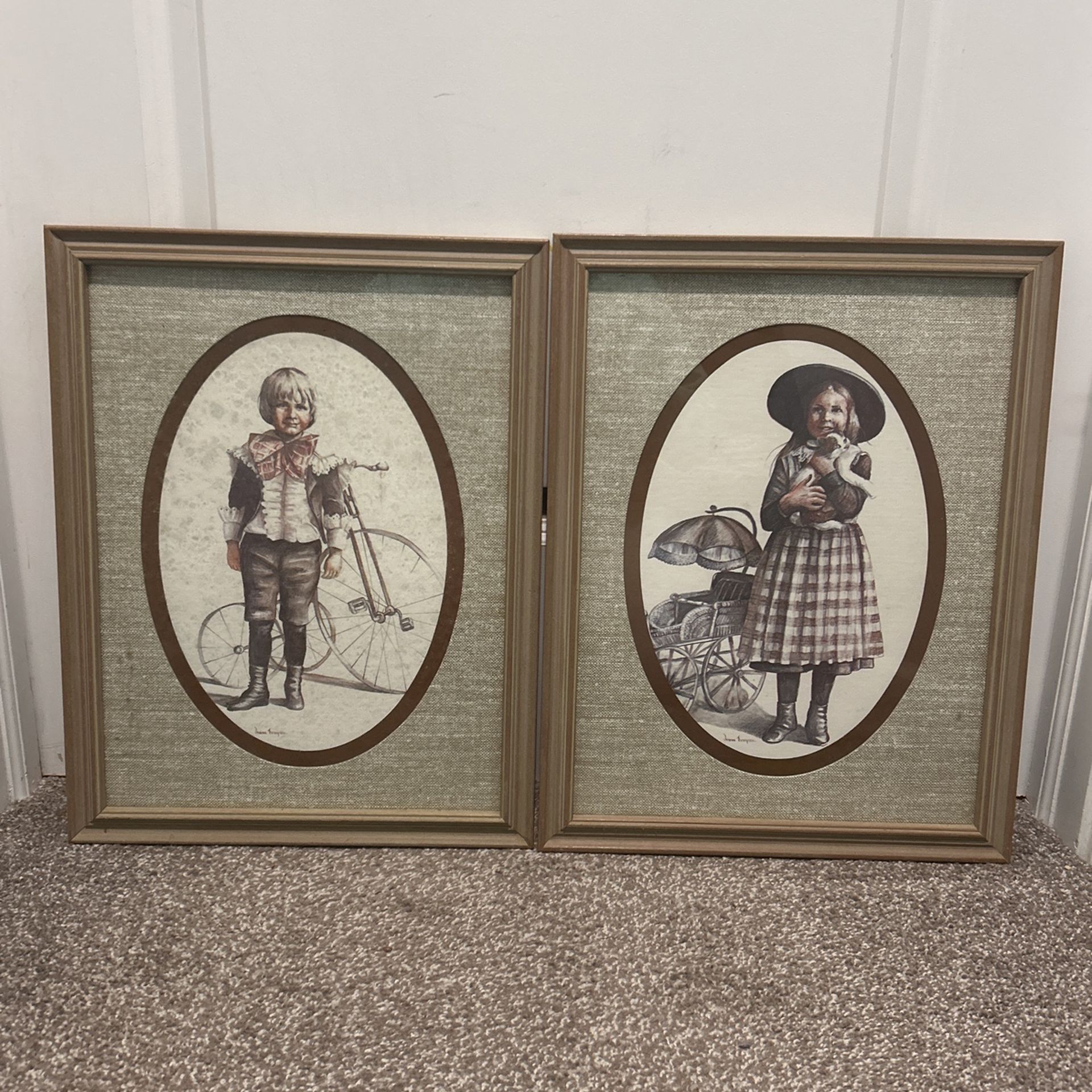 2 vintage matted and framed Art