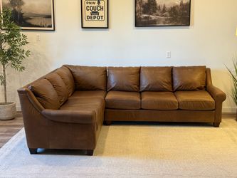 Basset aniline leather sectional couch delivery available