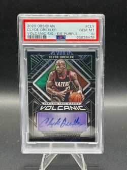 2020 Obsidian Volcanic Signature Electric Etch Purple #CLY Clyde Drexler Auto #/35 PSA GEM MT 10