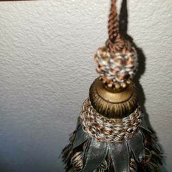 Antique Braided Fabric Tassel Lamp Pull Or Ornament Pd $65

