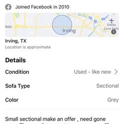 Small Grey Sectional / Ottoman No Included , Make An Offer . 