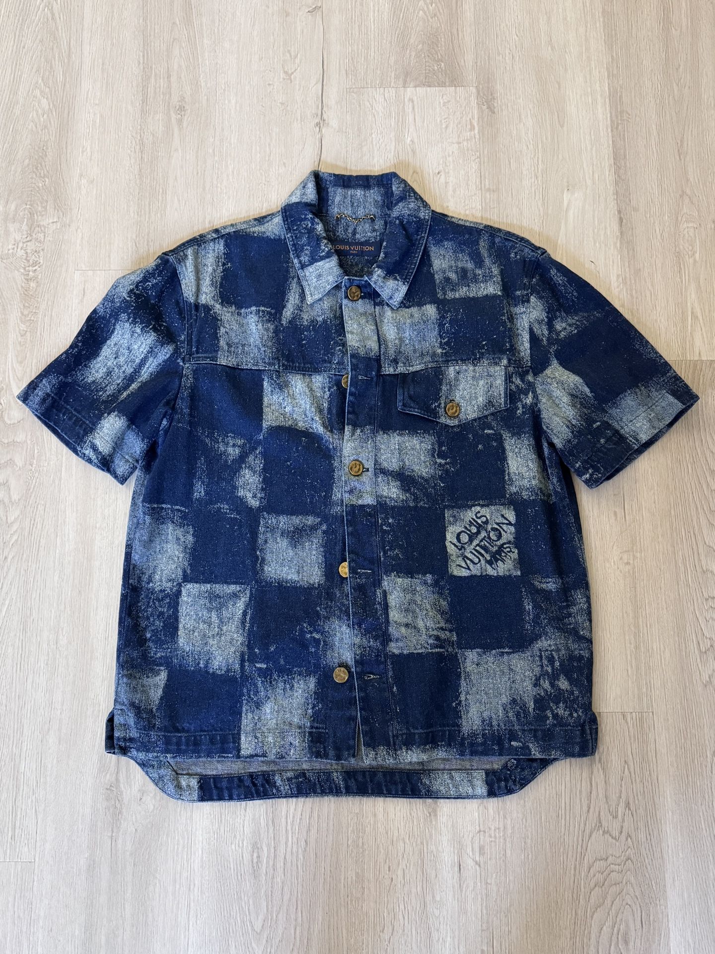 Louis Vuitton LV Denim Blue Damier Salt Shirt Medium - Virgil Abloh'21