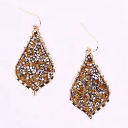 Gold Silver Crystal Rhinestone Teardrop dangle earrings
