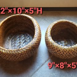 Two Bamboo Nesting Baskets