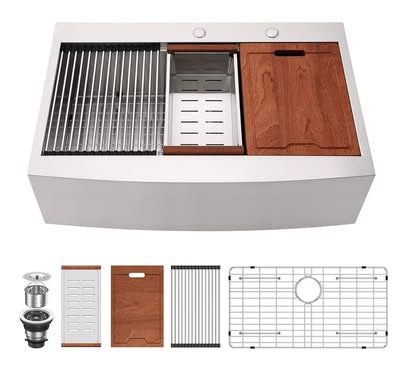 New Lordear 36 Farmhouse Sink Undermount 36x22x10 Farmhouse Kitchen Sink Workstation Apron Front