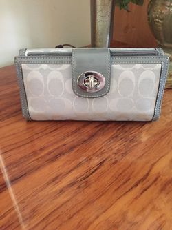COACH Gray Signature "C" Wallet Turnlock with Checkbook