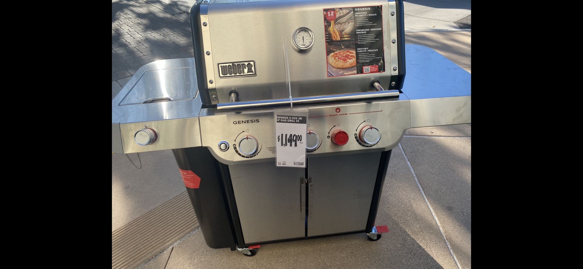 Genesis S-435 4-Burner Liquid Propane Gas Grill in Stainless Steel with Side Burner