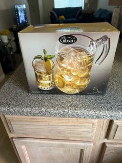 Gibson Jewel Light Pitcher and Glass Set