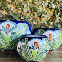Set of 3 Talavera Bowl Pot Planters