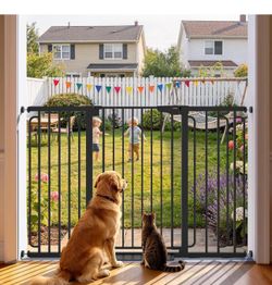 Extra Tall Baby Gate 36"' high, 30-56.8 extra wide pet gate, Dual Lock & Self-Closing dog gate