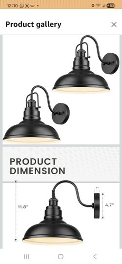 zeyu 2 Pack Barn Sconce Wall Lighting, Vintage Wall Mount Light Fixture, Indoor Wall Sconce Lighting in Matte Black Finish, 016-1B-2PK BK
