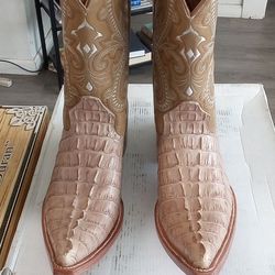 Crocodile type  leather boots