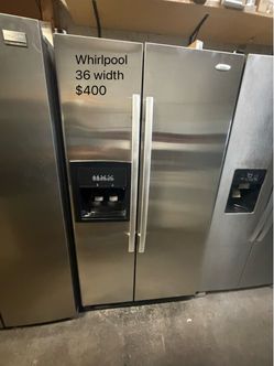 Whirlpool 36" Side-by-Side Stainless Steel Refrigerator fridge