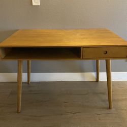 Wood Mid-Century Writing Desk with Drawer
