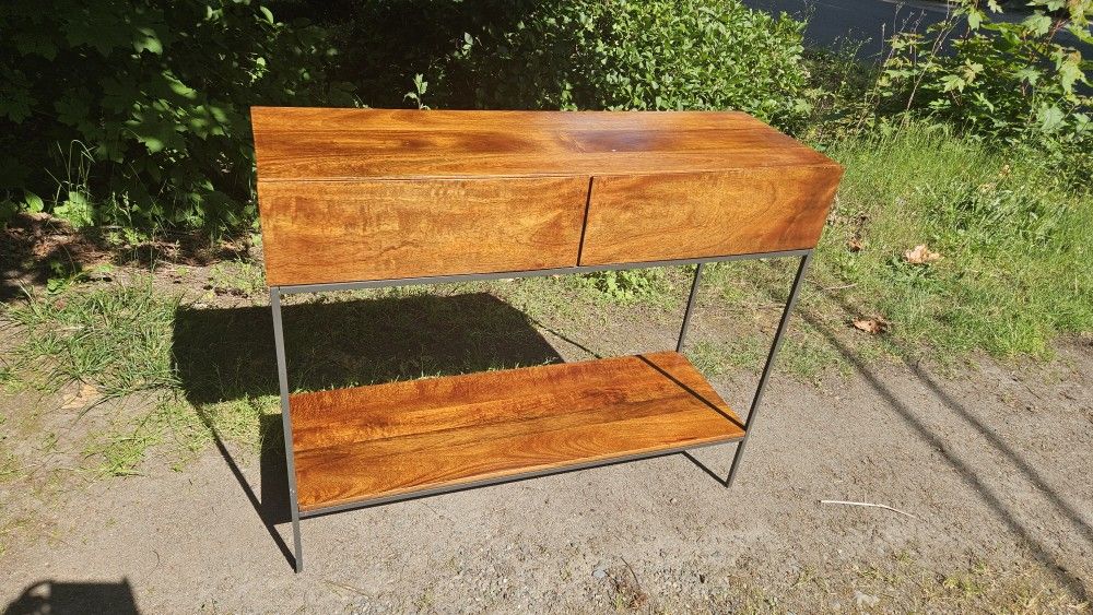Shelf Unit With 2 Drawers, Entertainment Unit, Entryway Table, Drink Station, Or Credenza
