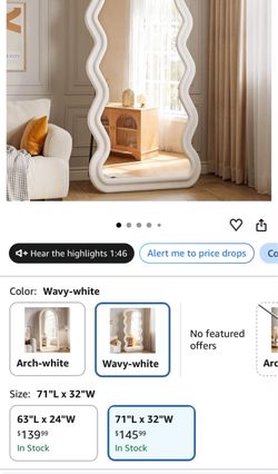 Wavy Full-Length Floor Mirror White 71x32